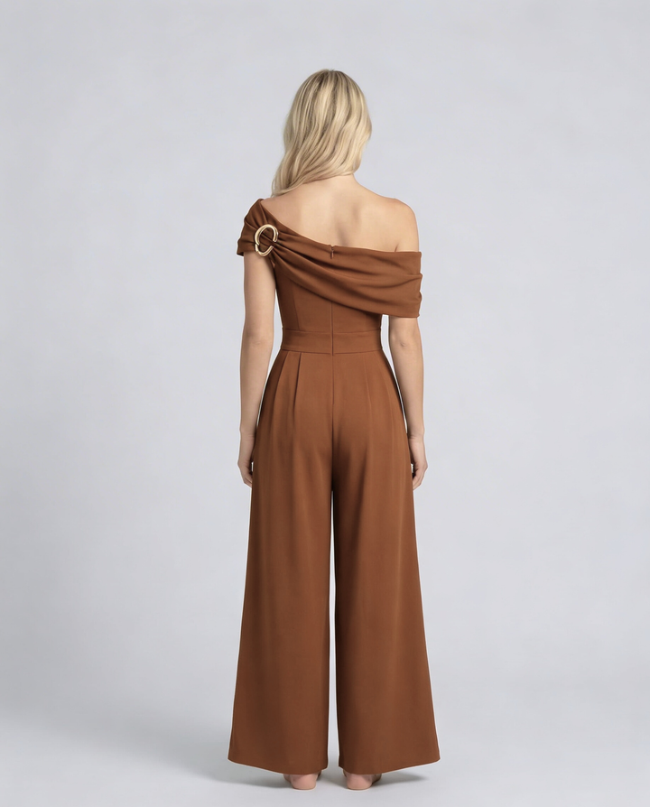 Mila | One-Shoulder Buckle Wide-Leg Jumpsuit