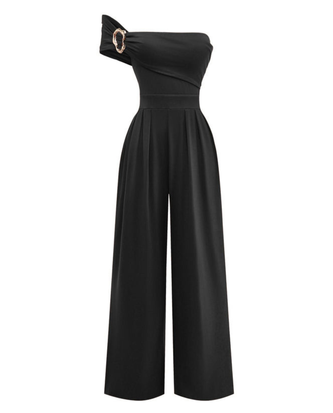 Mila | One-Shoulder Buckle Wide-Leg Jumpsuit