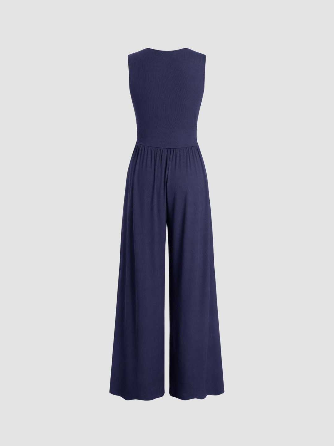 Eleanor | V-neck Ruched Solid Wide Leg Jumpsuit