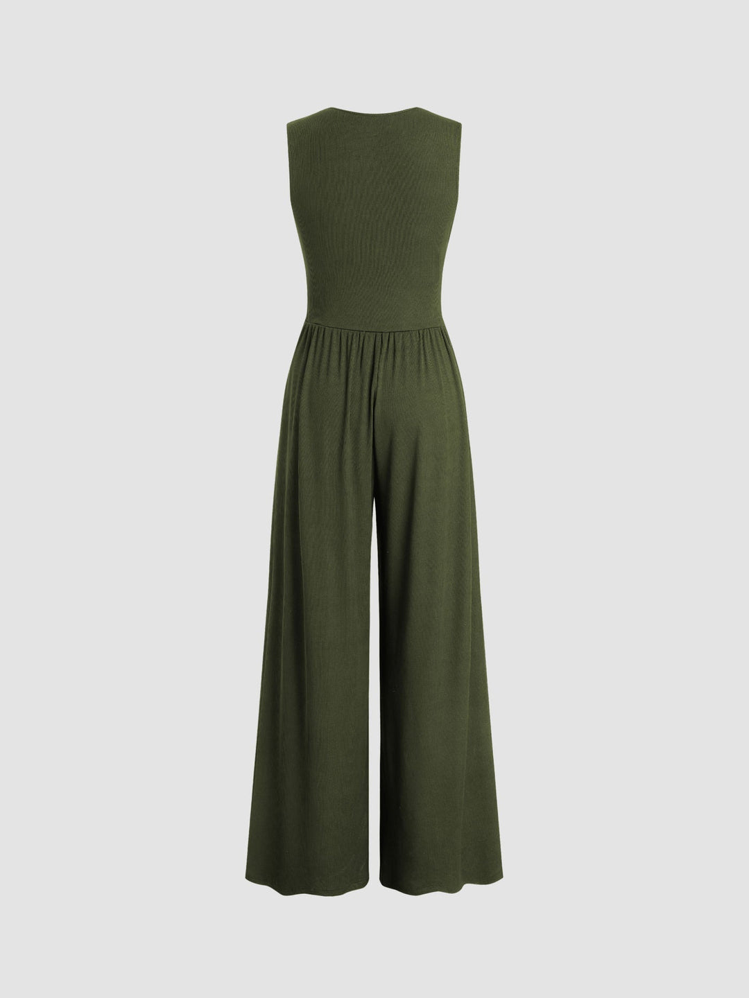 Eleanor | V-neck Ruched Solid Wide Leg Jumpsuit