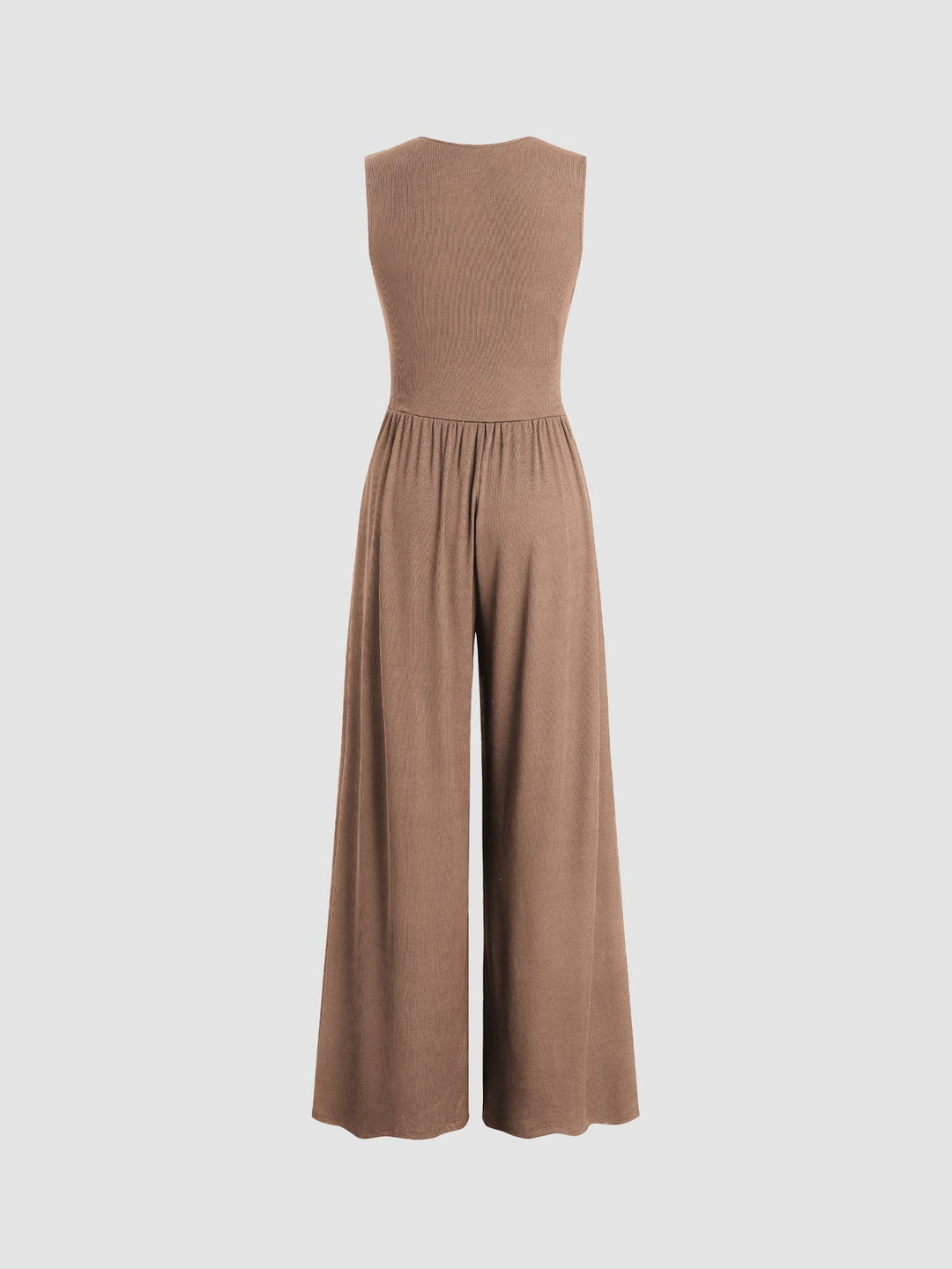 Eleanor | V-neck Ruched Solid Wide Leg Jumpsuit