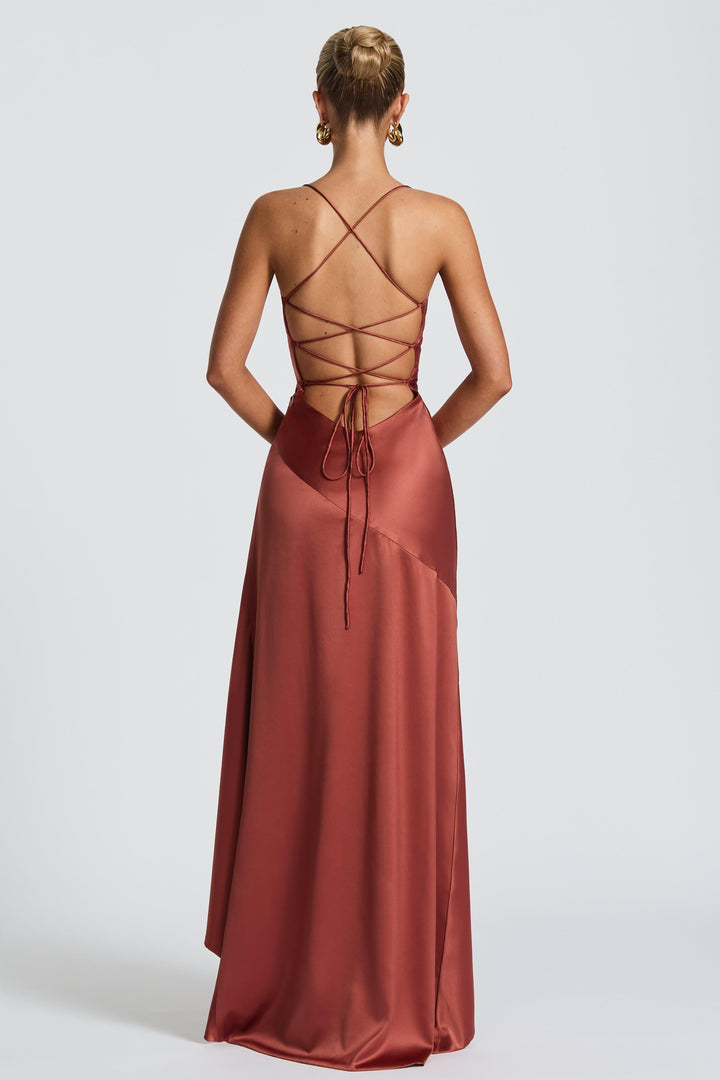 Quinn | Satin-Look Ruffle Maxi Dress