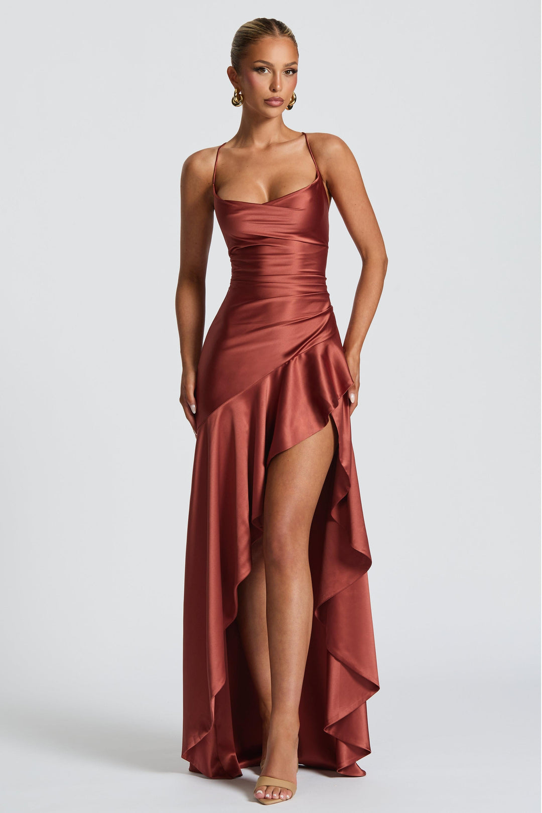 Quinn | Satin-Look Ruffle Maxi Dress