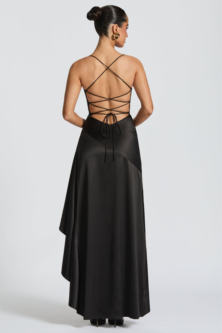 Quinn | Satin-Look Ruffle Maxi Dress