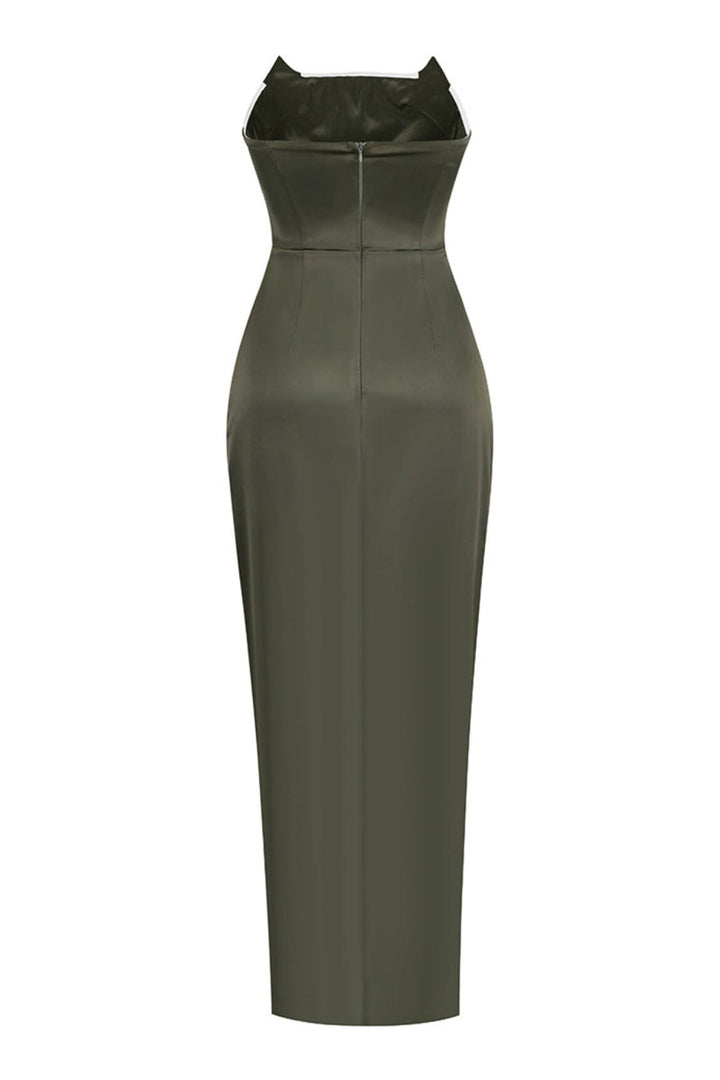 Thea | Satin Corset Side Split Maxi Dress