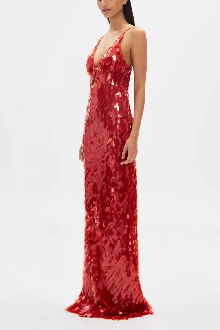 Kira | Sequin V-Neck Sleeveless Maxi Dress