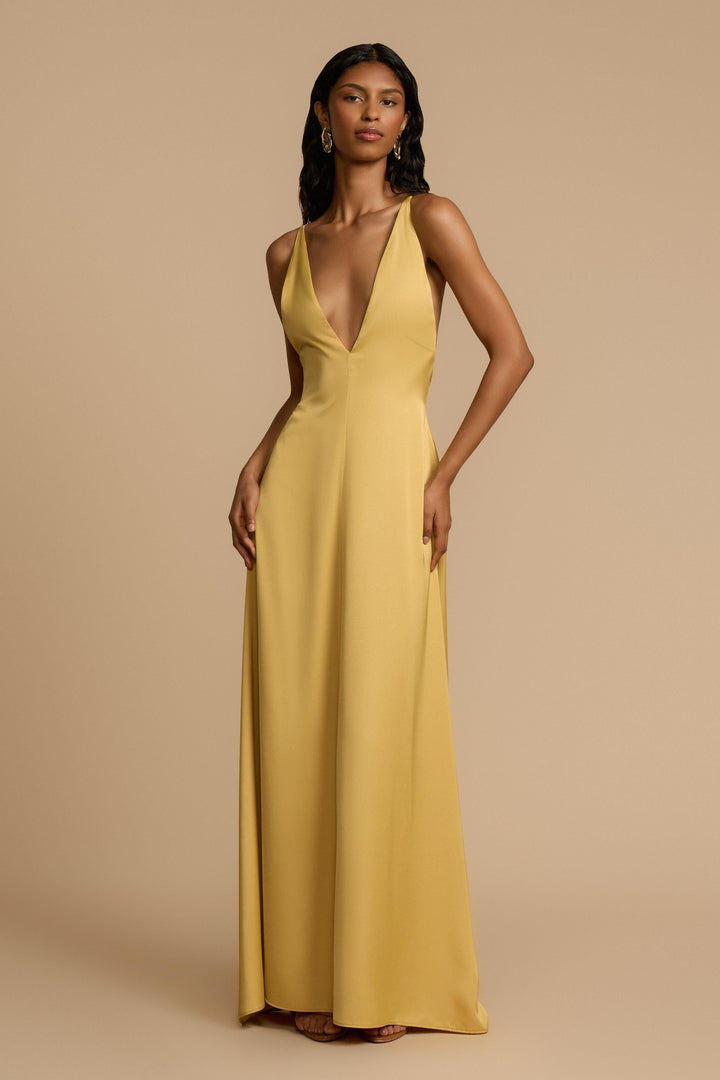 Aurelia | Backless Beaded V-Neck Satin Maxi Dress