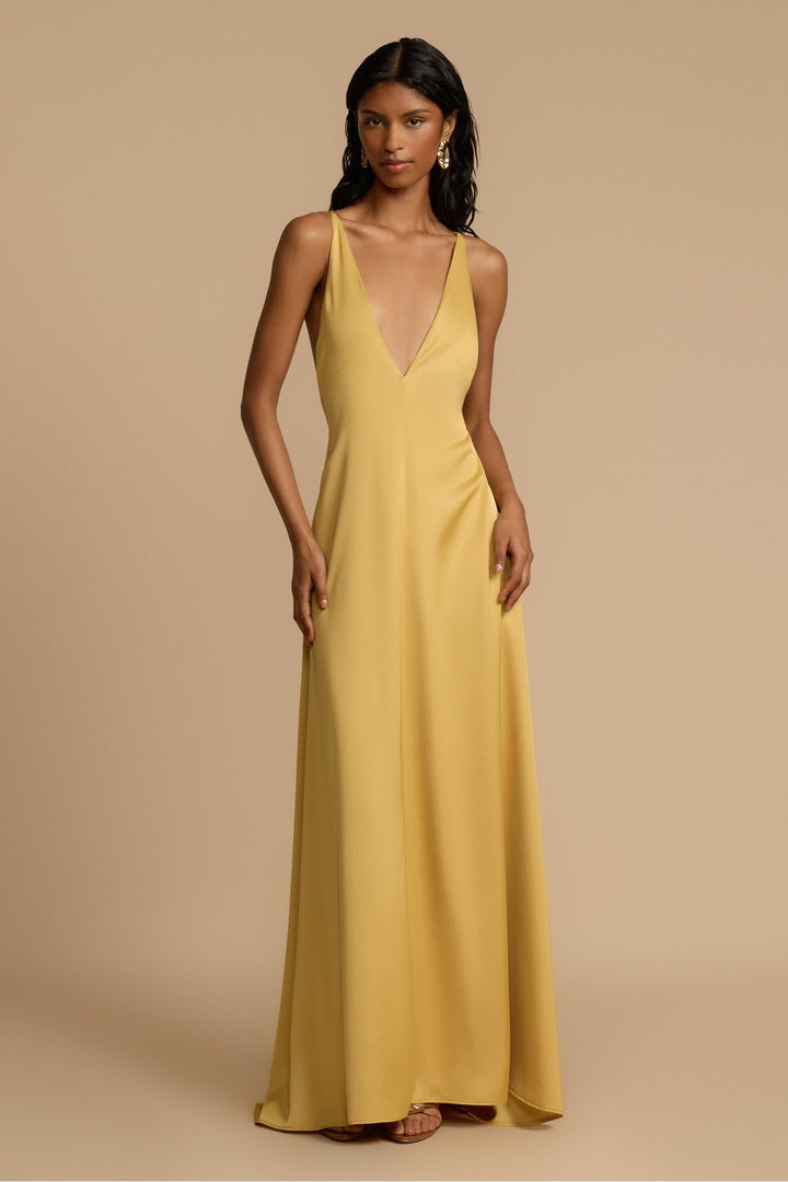 Aurelia | Backless Beaded V-Neck Satin Maxi Dress