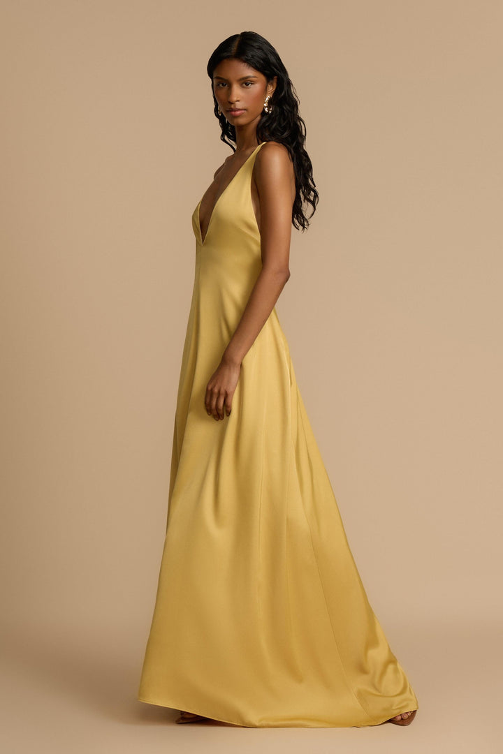 Aurelia | Backless Beaded V-Neck Satin Maxi Dress