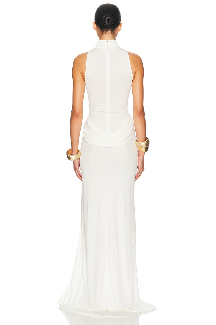 Edith | High Neck Ruched Side Slit Maxi Dress