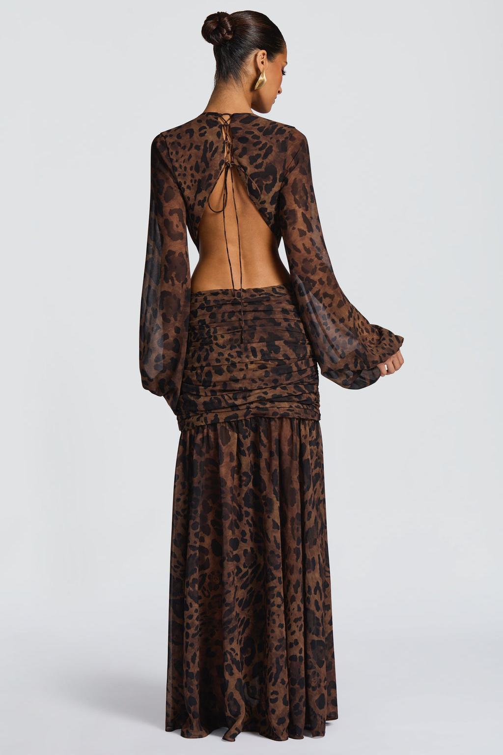 Camille | Long Sleeve Cut-Out Chiffon Maxi Dress