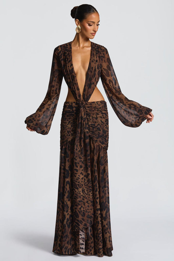 Camille | Long Sleeve Cut-Out Chiffon Maxi Dress