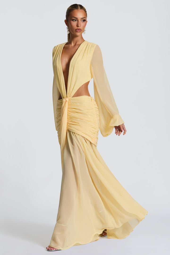 Camille | Long Sleeve Cut-Out Chiffon Maxi Dress