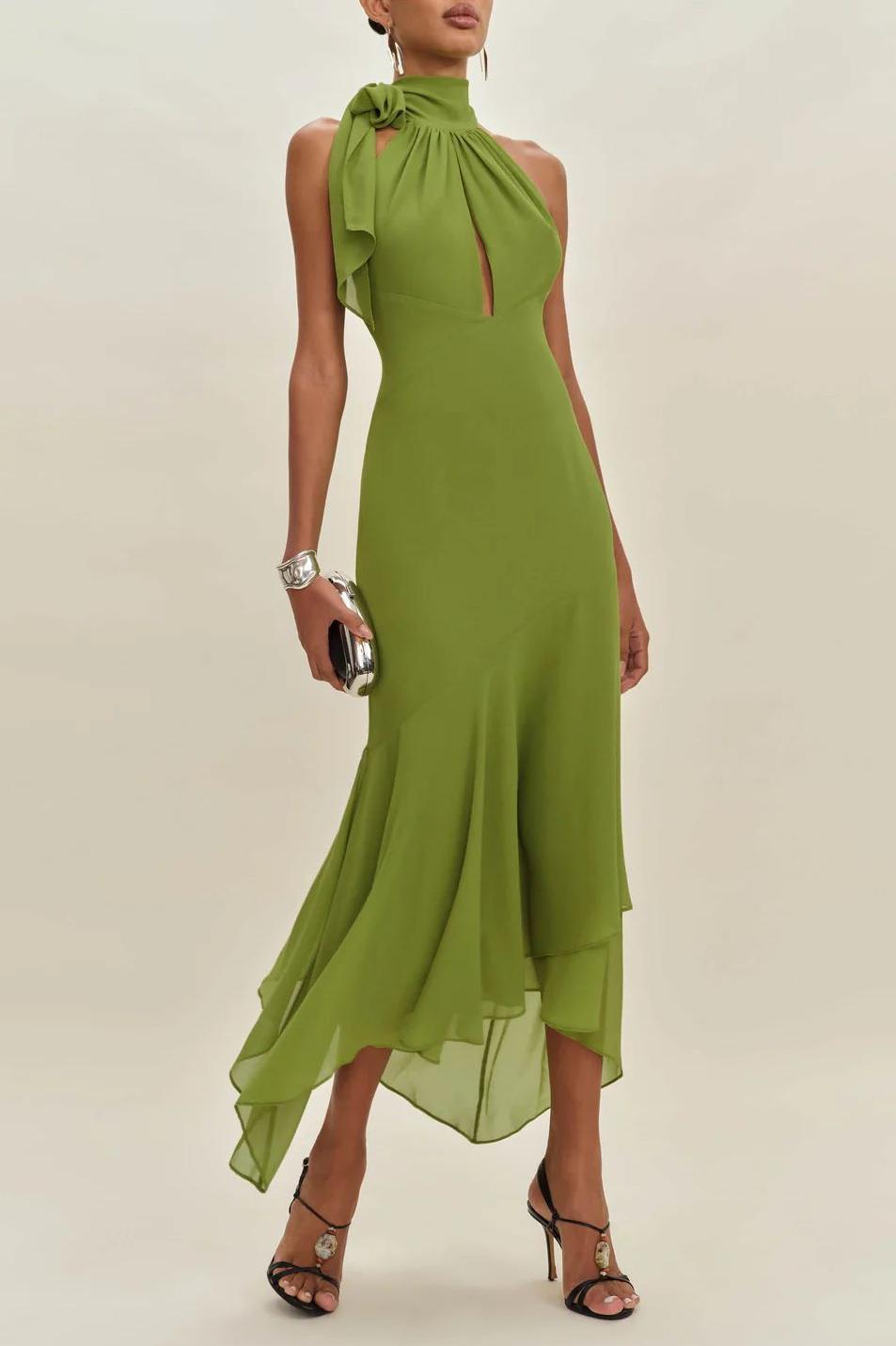 Esme | Chiffon Ruffle Tie-Up Maxi Dress