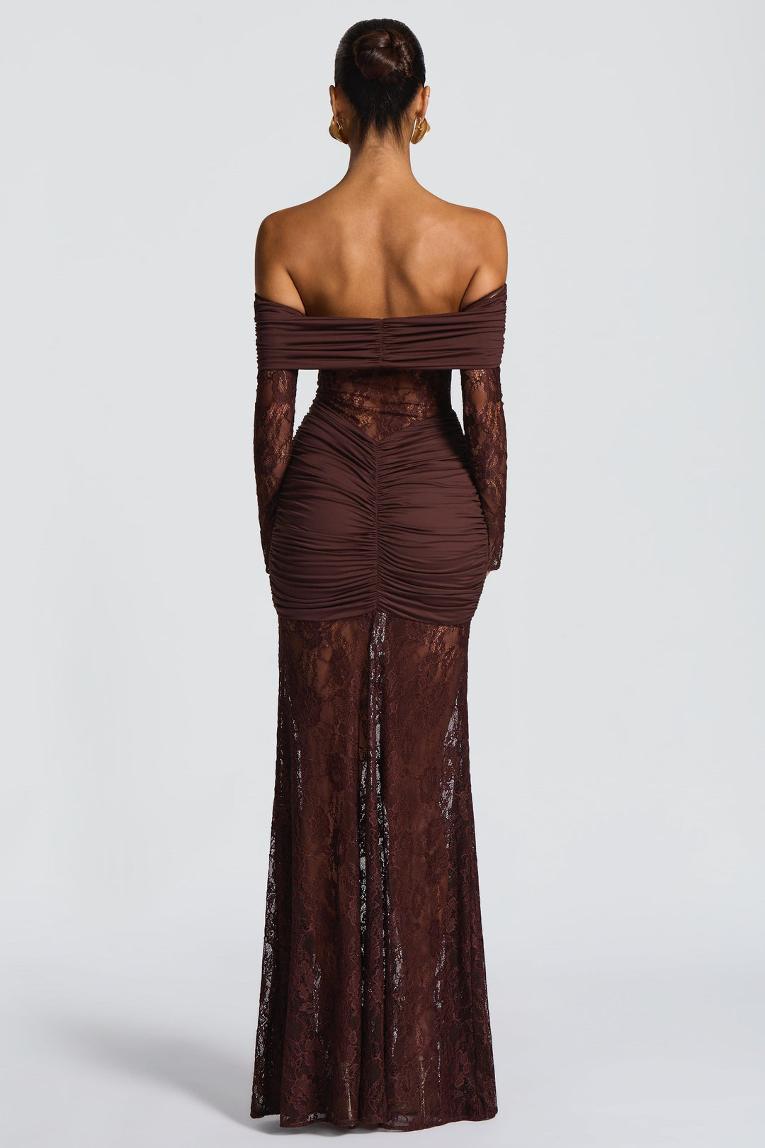 Sabine | Lace Long Sleeve Strapless Maxi Dress