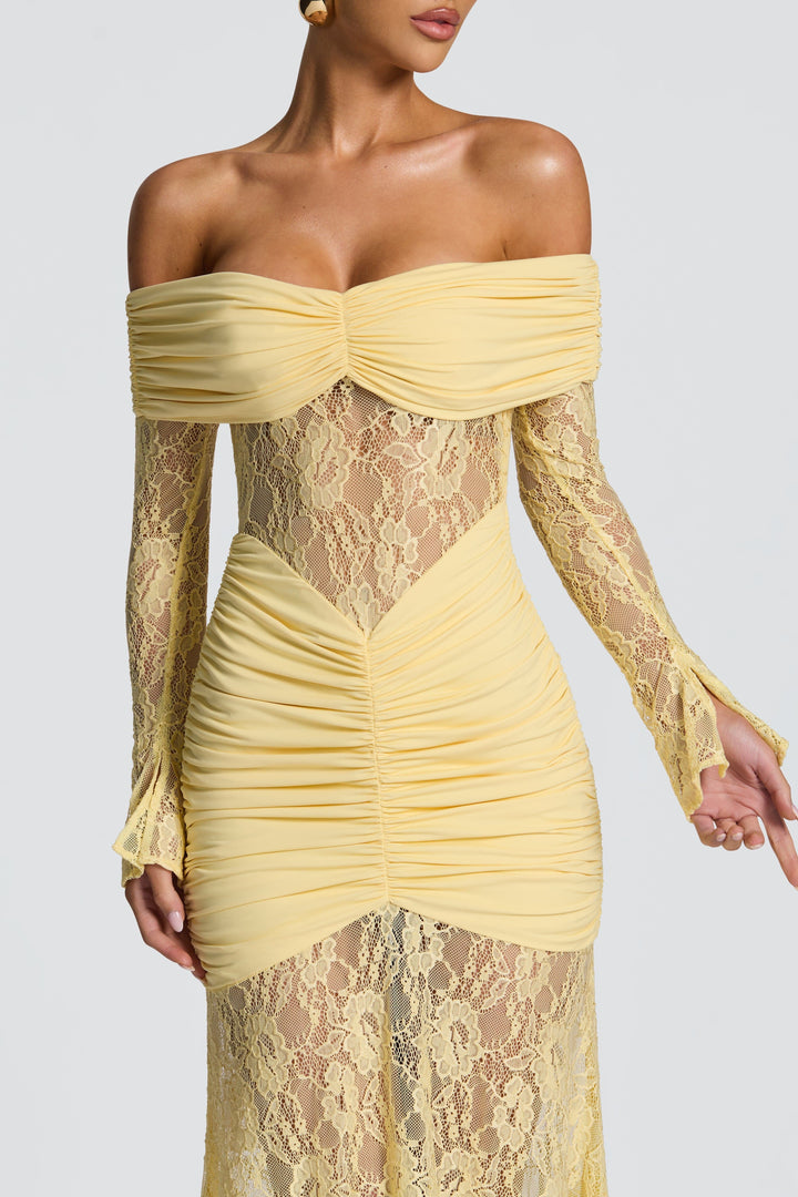 Cleo | Lace Long Sleeve Strapless Maxi Dress