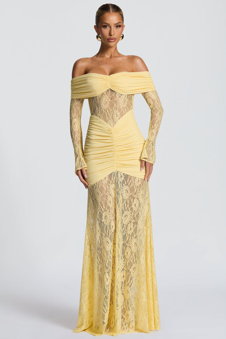 Cleo | Lace Long Sleeve Strapless Maxi Dress
