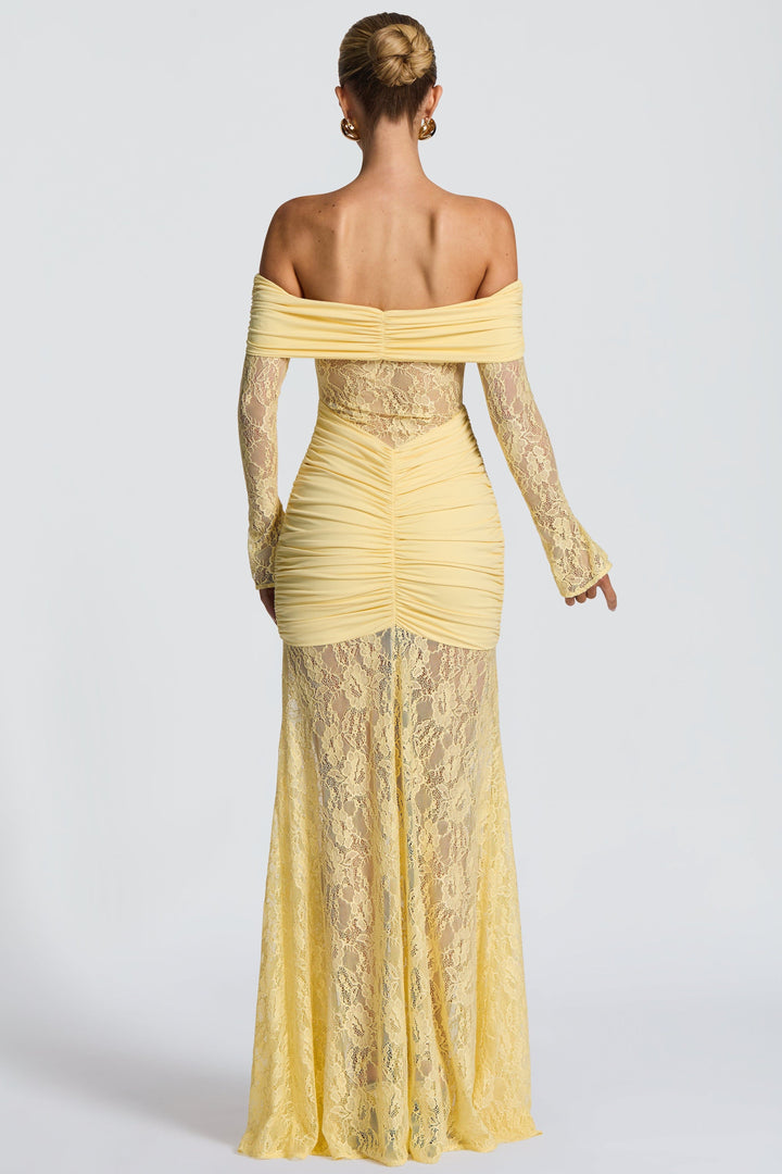 Cleo | Lace Long Sleeve Strapless Maxi Dress