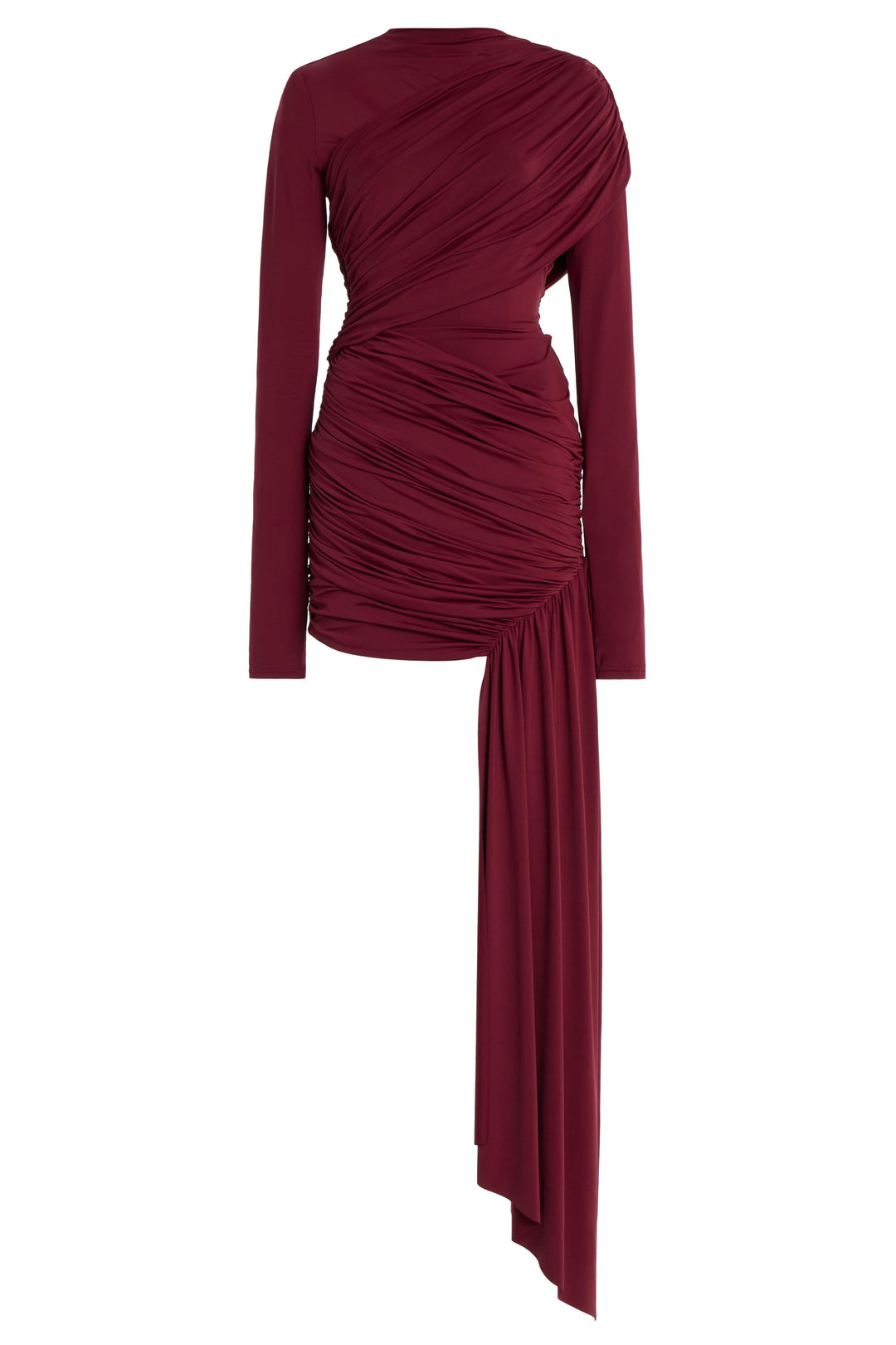 Opal | Asymmetric Gathered Long Sleeve Mini Dress