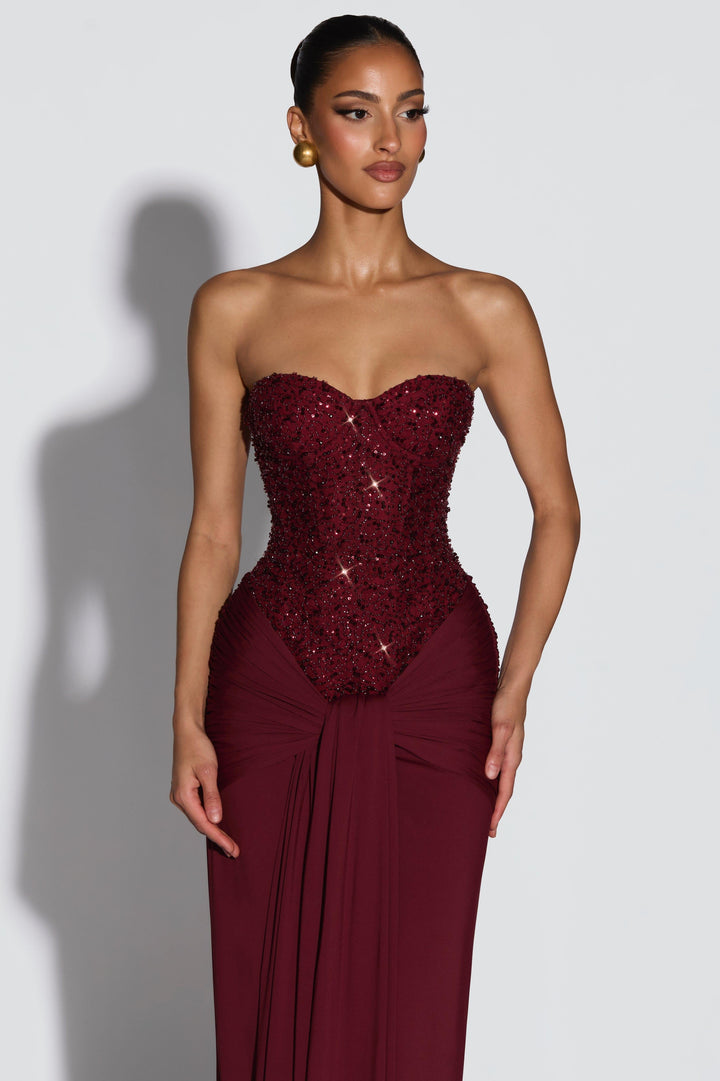Ada | Sequin Off-Shoulder Sweetheart Maxi Dress