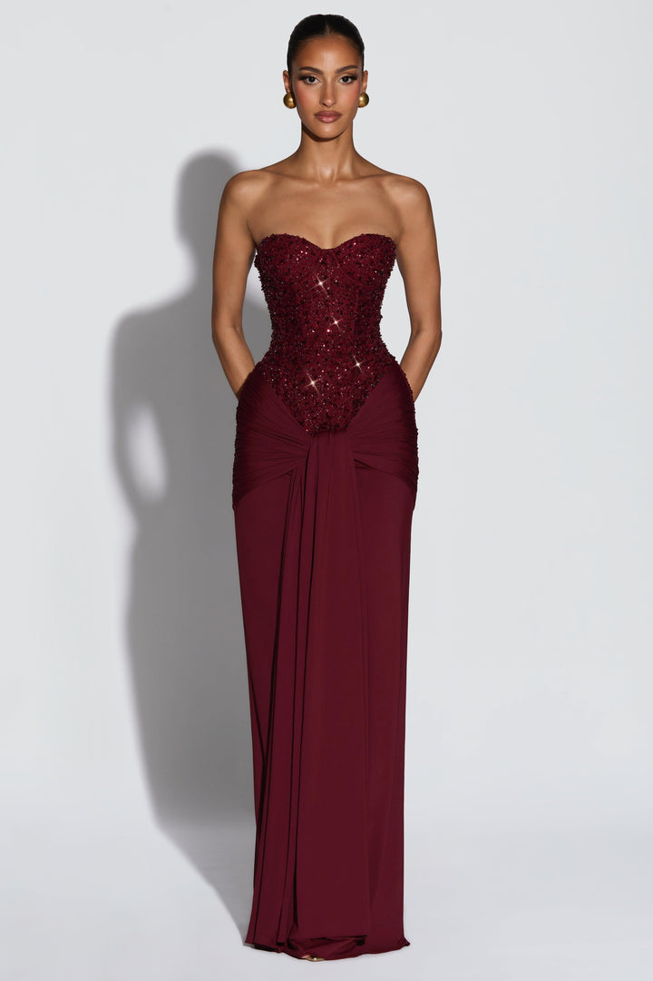 Ada | Sequin Off-Shoulder Sweetheart Maxi Dress