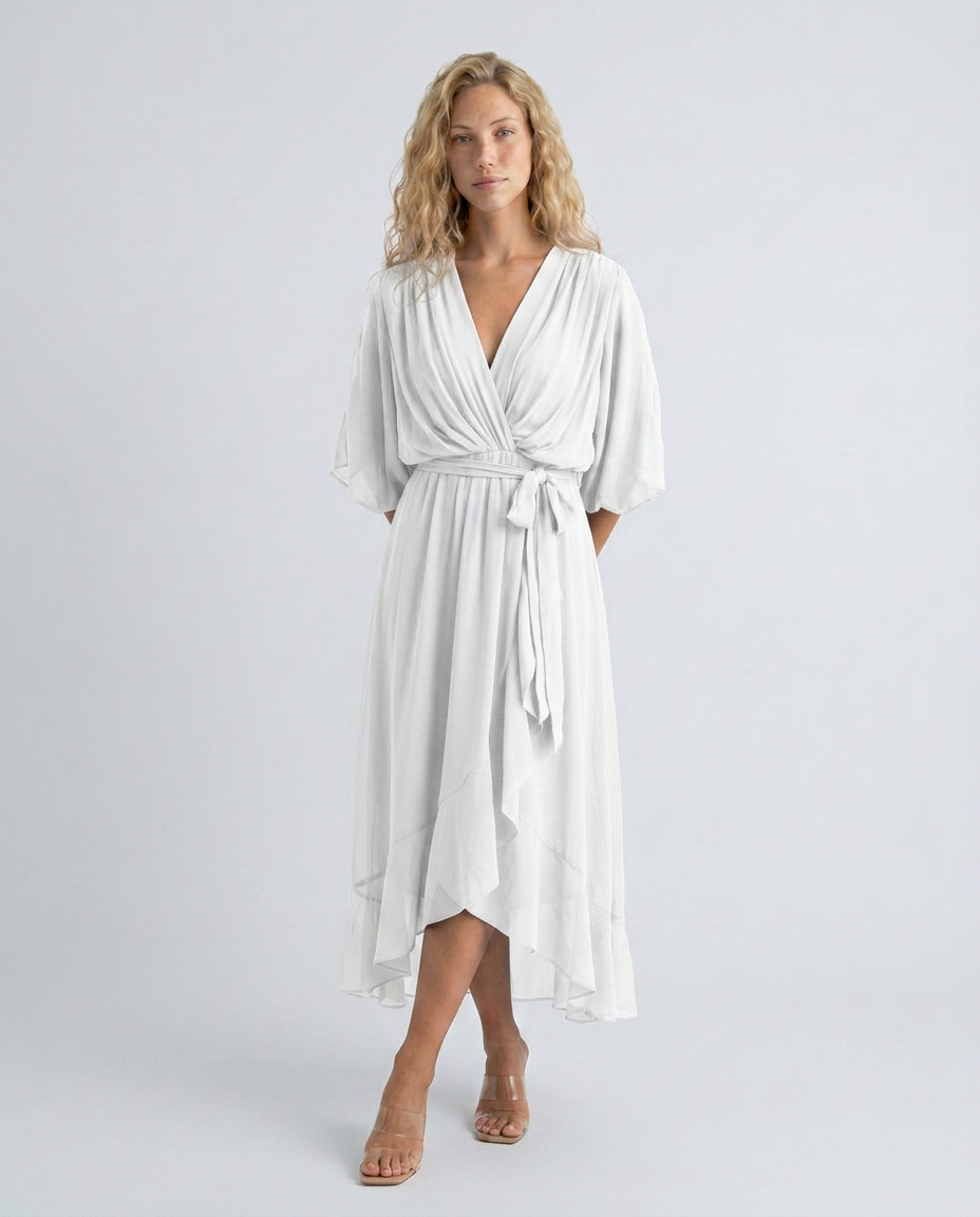 Elin | Flowy Belted Midi Wrap Dress