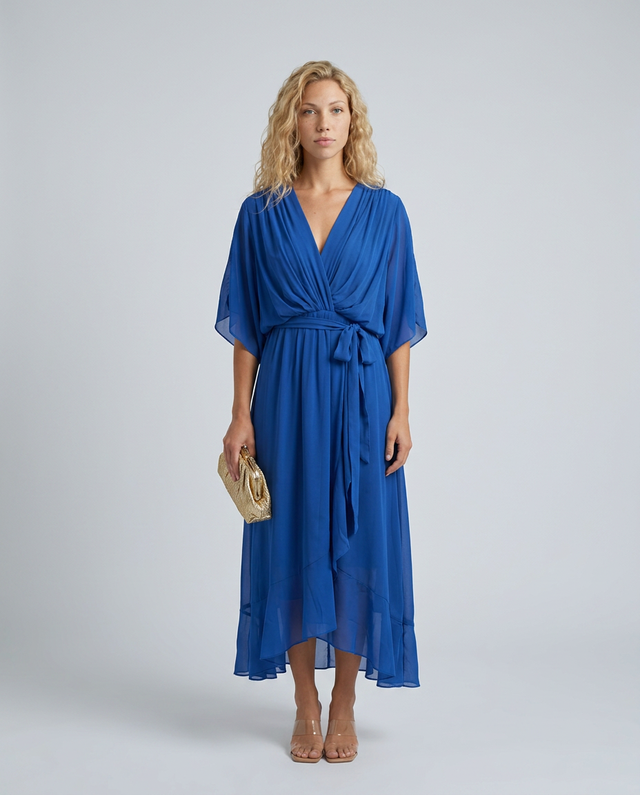 Elin | Flowy Belted Midi Wrap Dress