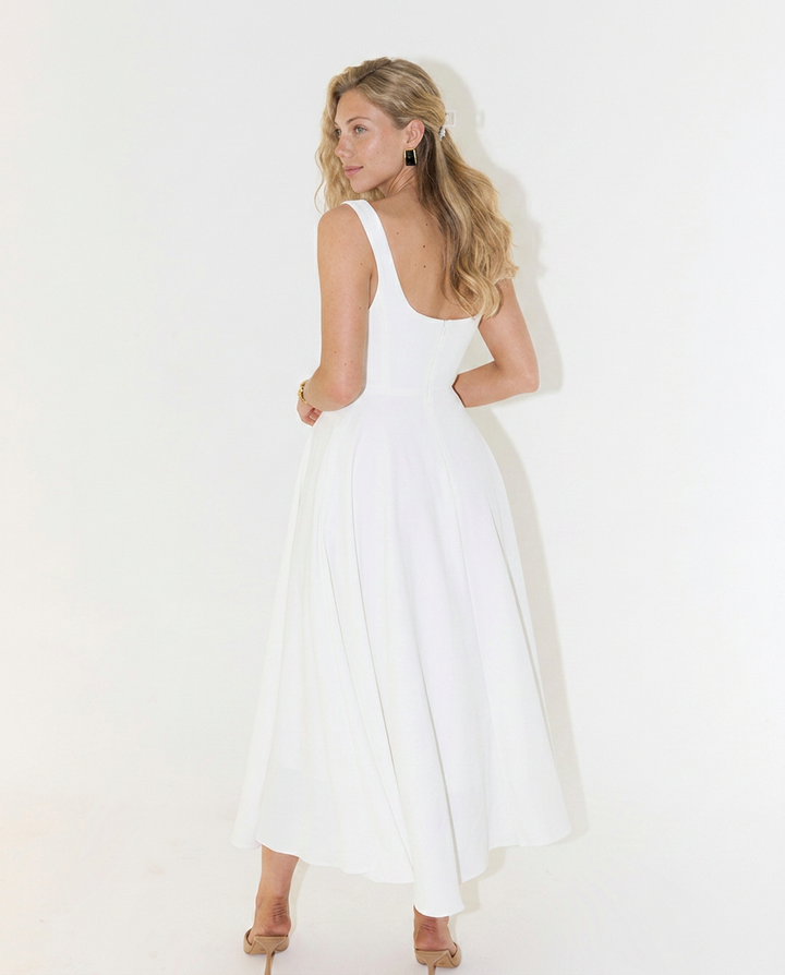 Elara | Cocktail Midi Square Neck Dress