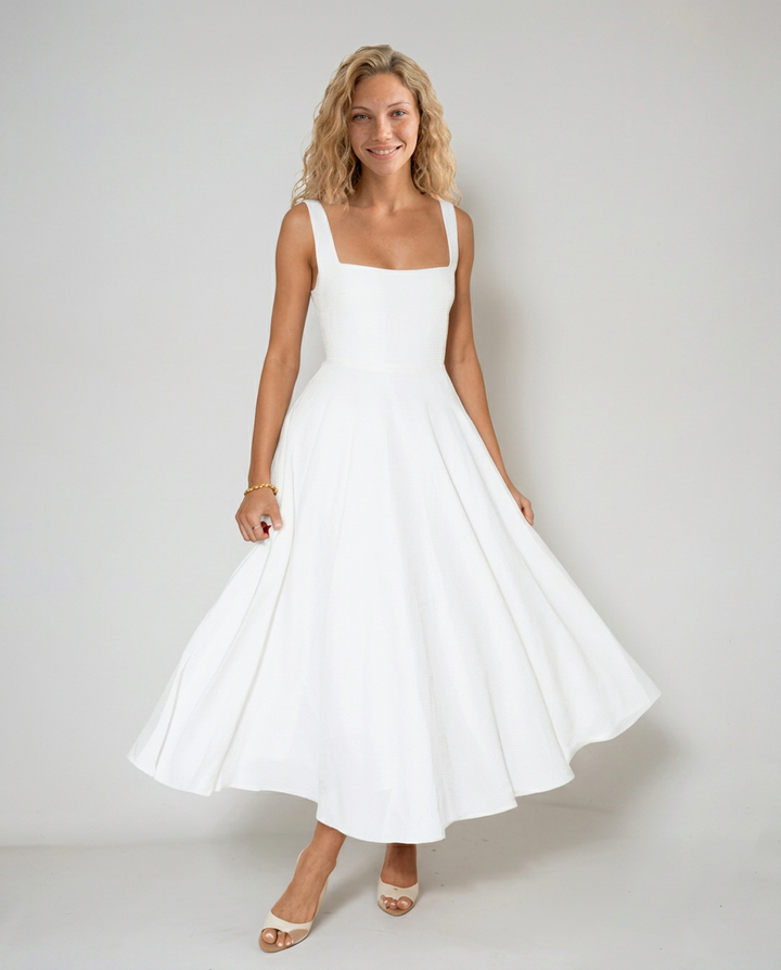 Elara | Cocktail Midi Square Neck Dress
