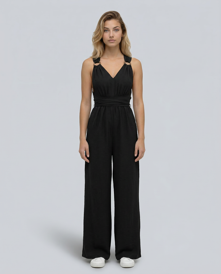 Leanne | Jumpsuit with Cross-Back Detail and Wide-Leg Fit