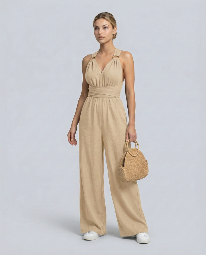 Leanne | Jumpsuit with Cross-Back Detail and Wide-Leg Fit