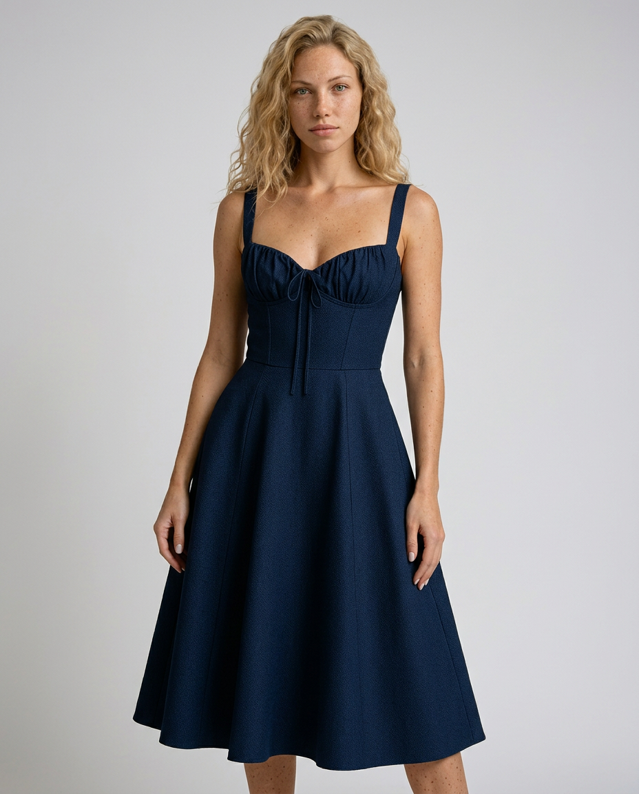 Stella | Midi Waist Cocktail Dress in Navy