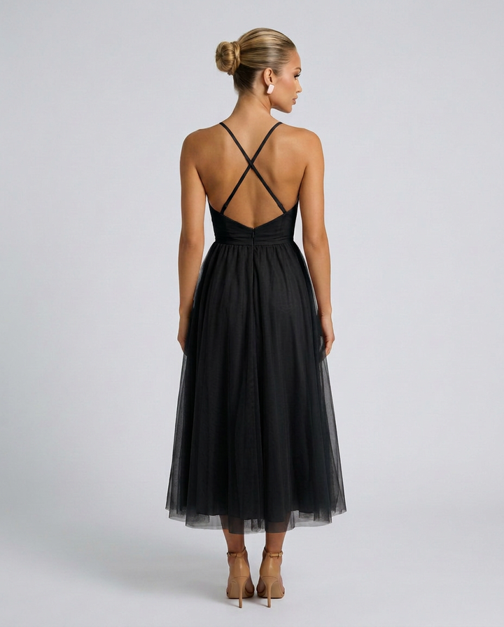 Camille | Corset Midi Gown in Chiffon