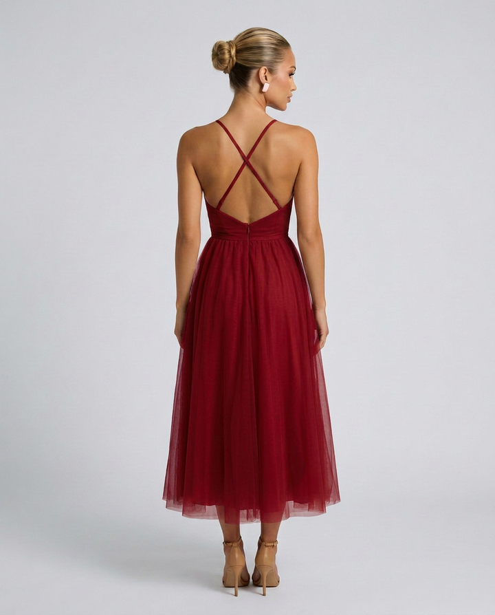 Camille | Corset Midi Gown in Chiffon