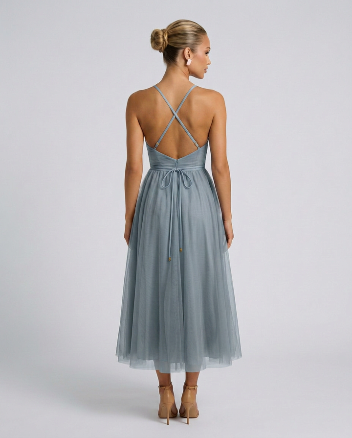 Camille | Corset Midi Gown in Chiffon