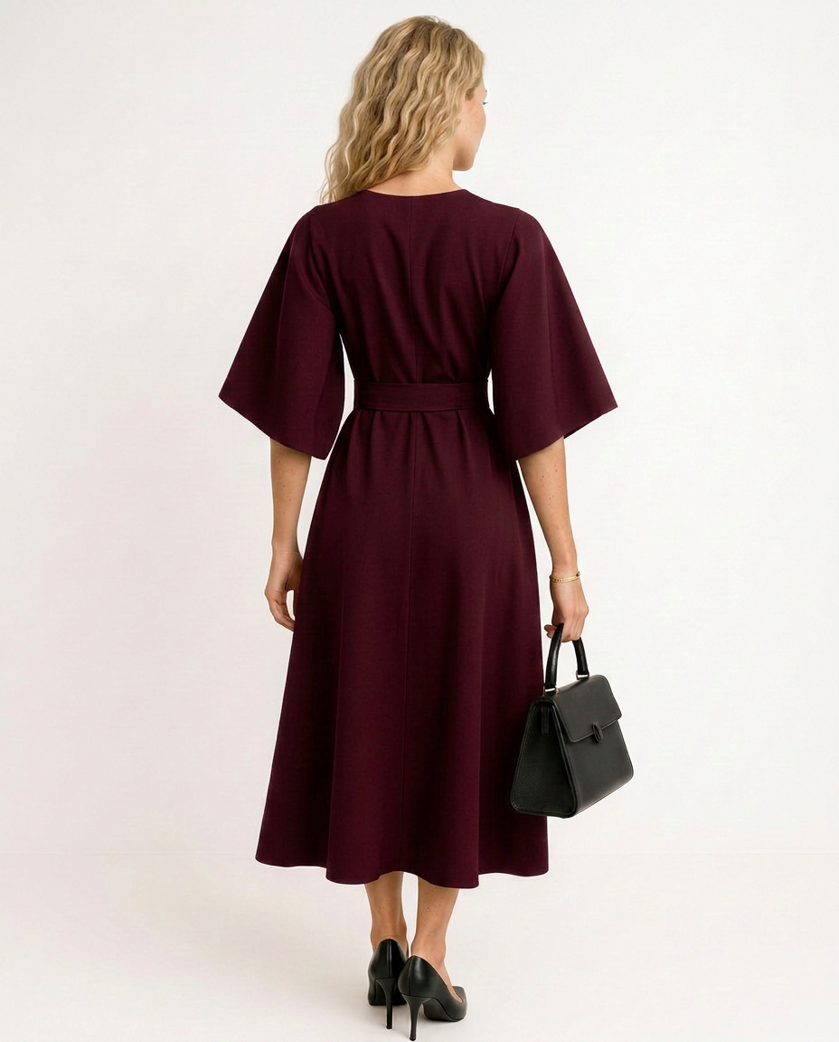 Iris | Crew Neck Midi Work Dress