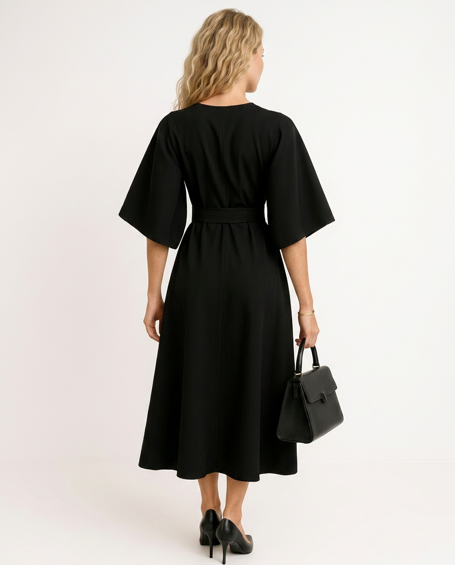 Iris | Crew Neck Midi Work Dress