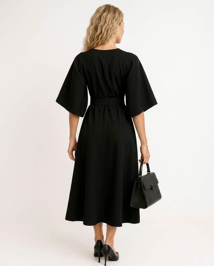 Iris | Crew Neck Midi Work Dress