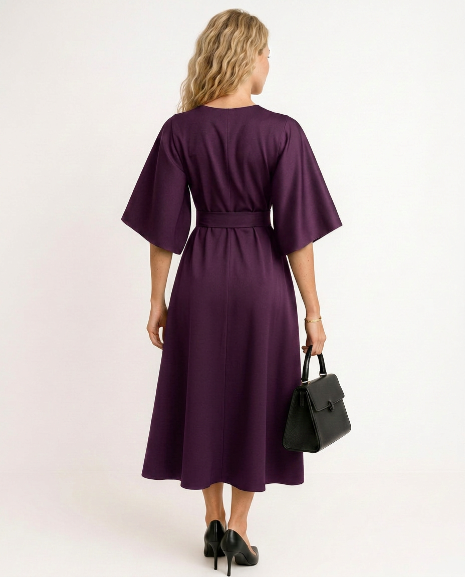 Iris | Crew Neck Midi Work Dress