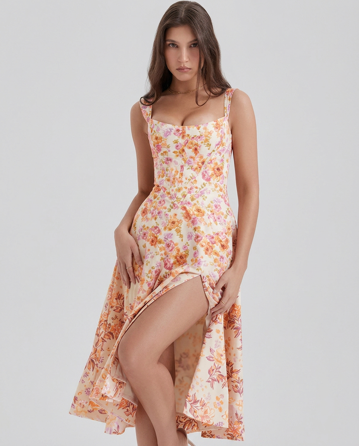 Dahlia | Floral Midi Party Dress