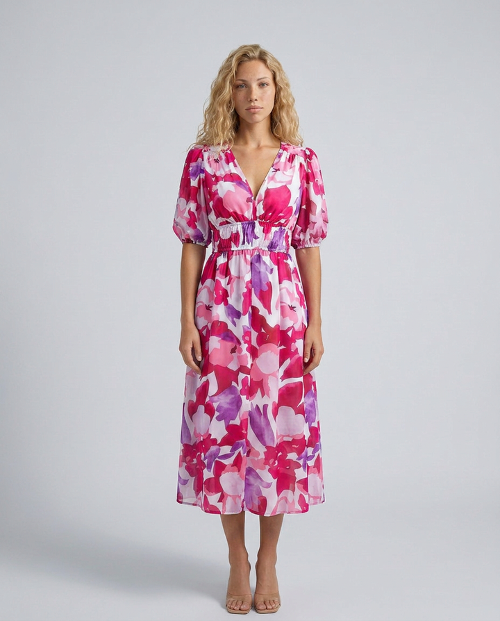 Ivy | Floral Print Flowing Midi