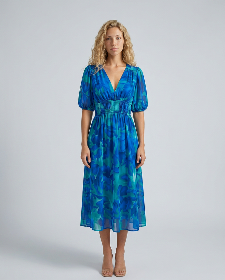 Ivy | Floral Print Flowing Midi