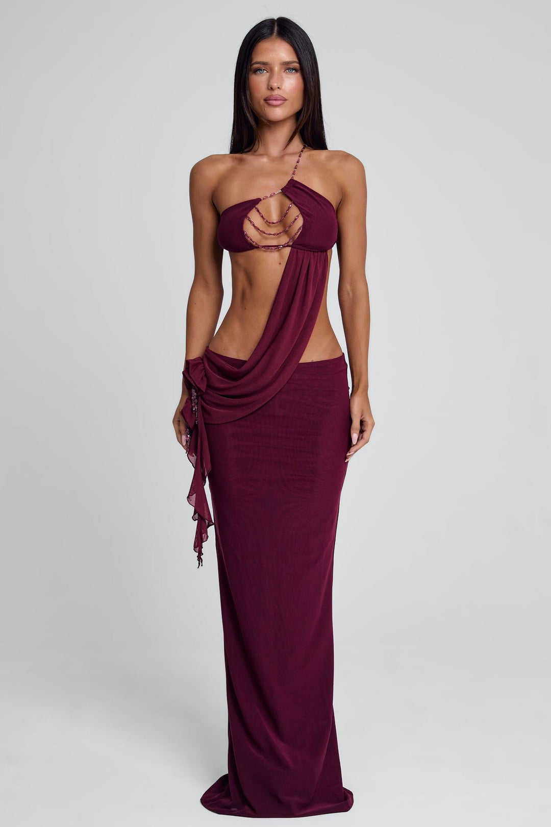 Verity | 3D Floral Beaded Mesh Maxi Dress