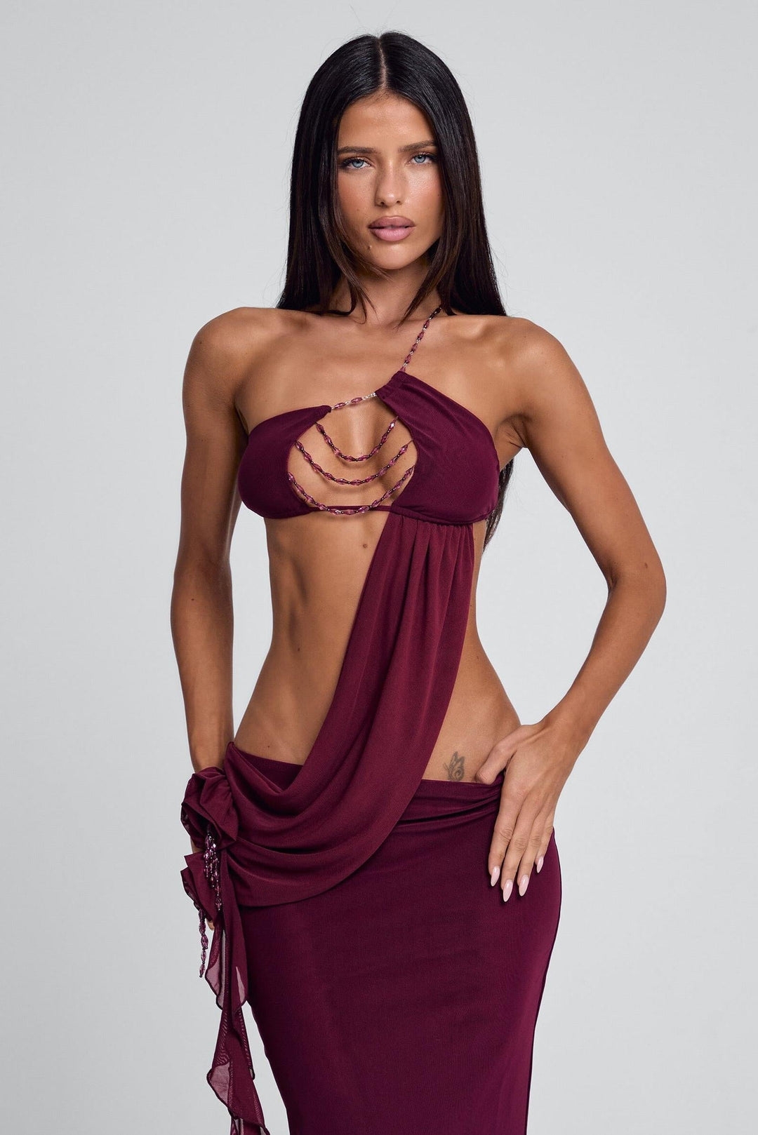 Verity | 3D Floral Beaded Mesh Maxi Dress