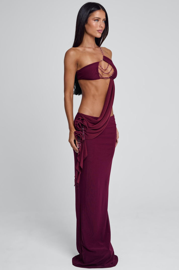 Verity | 3D Floral Beaded Mesh Maxi Dress