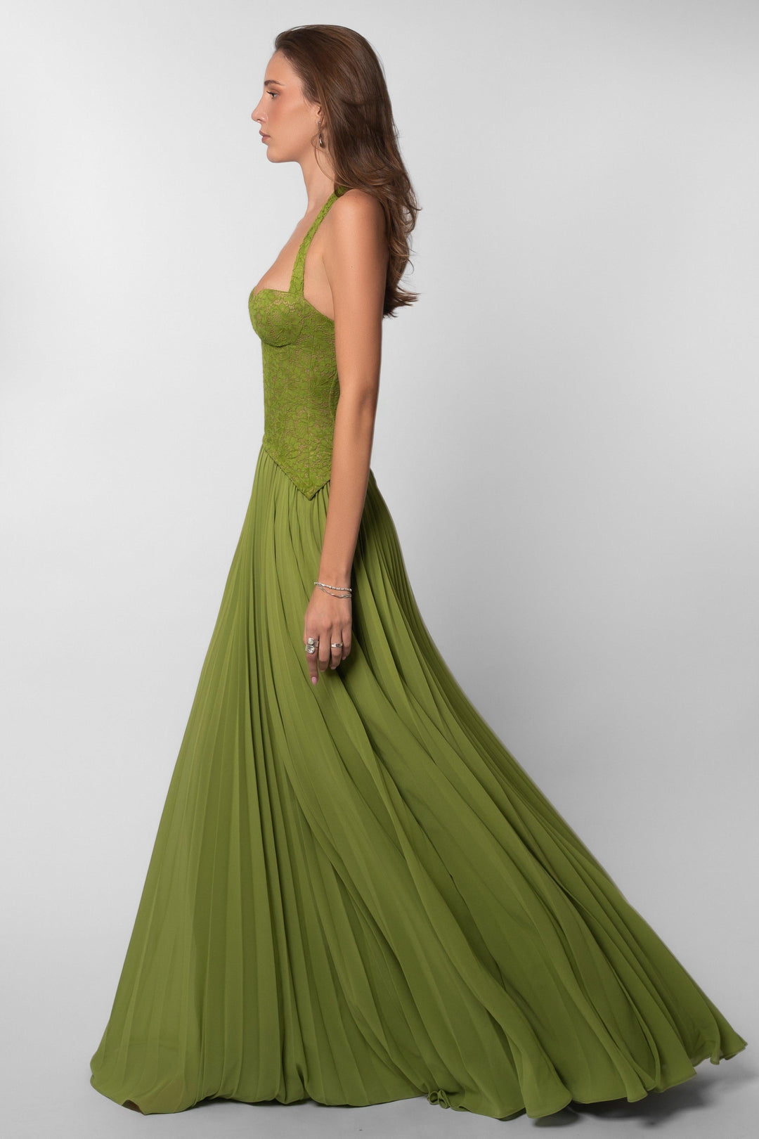 Zara | Sweetheart Lace Splicing Pleated Maxi Dress