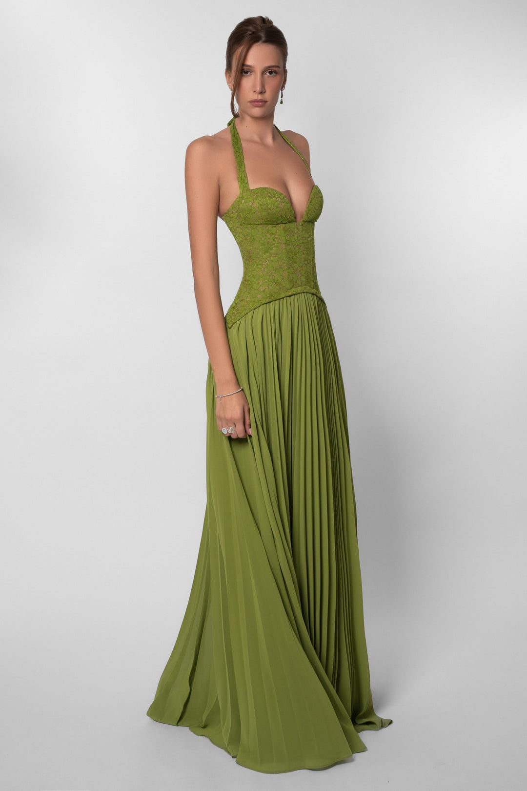 Seraphina | Sweetheart Lace Splicing Pleated Maxi Dress