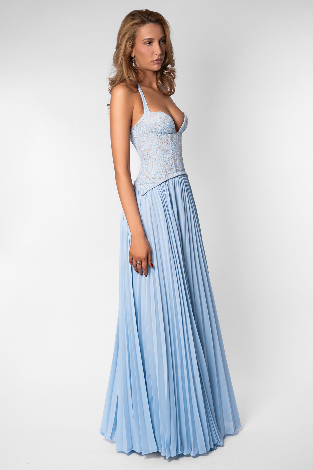 Zara | Sweetheart Lace Splicing Pleated Maxi Dress