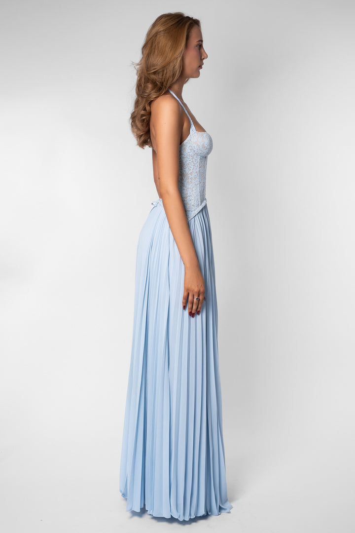 Zara | Sweetheart Lace Splicing Pleated Maxi Dress