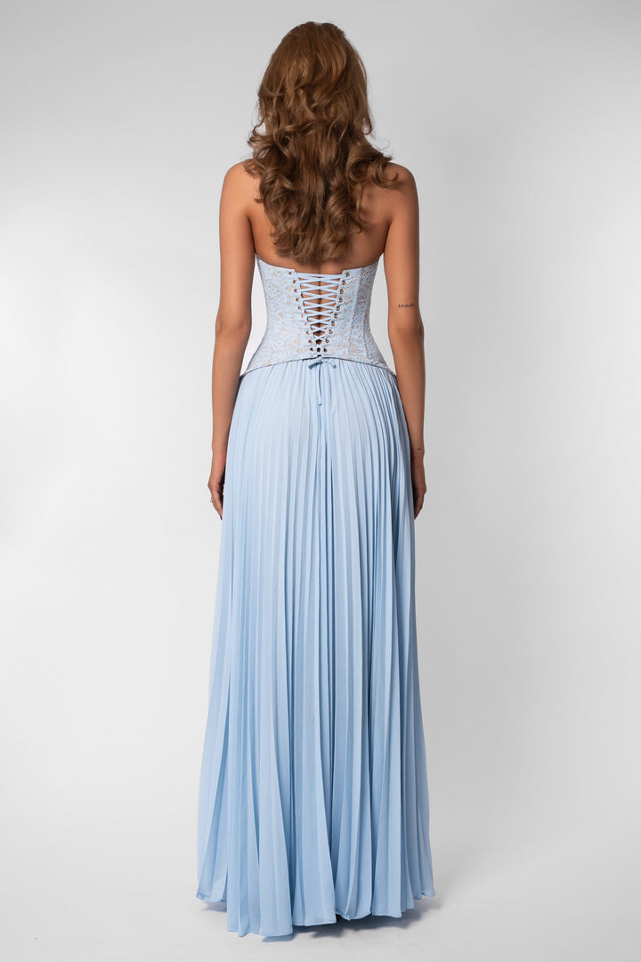 Zara | Sweetheart Lace Splicing Pleated Maxi Dress